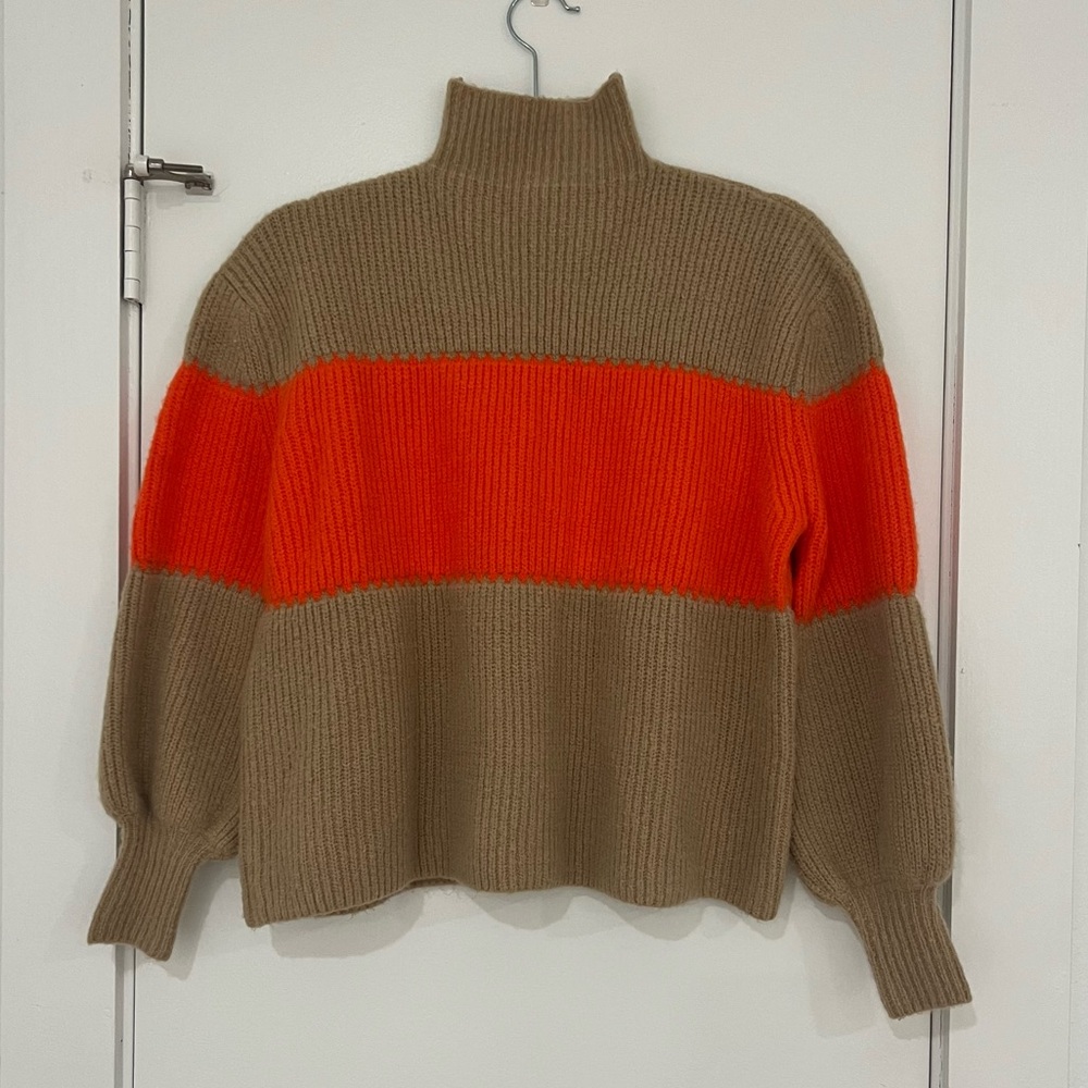 THML Color Block Sweater Orange Brown